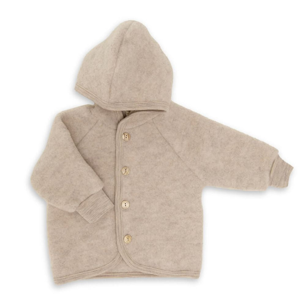 Engel Hooded Jacket With Wooden Buttons Sand