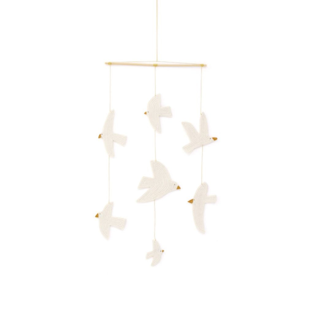 Muskhane Birdy Hanging Felted Mobile Natural