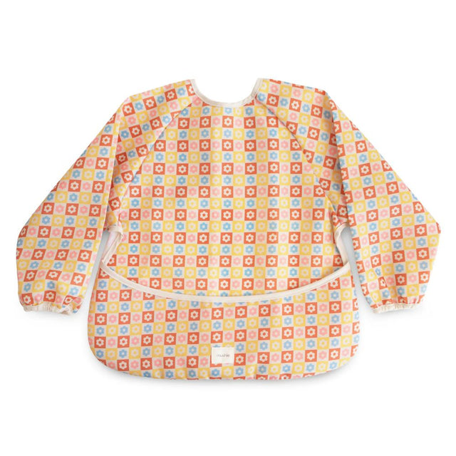 Mushie Long Sleeve Bib - Happy Flowers Check