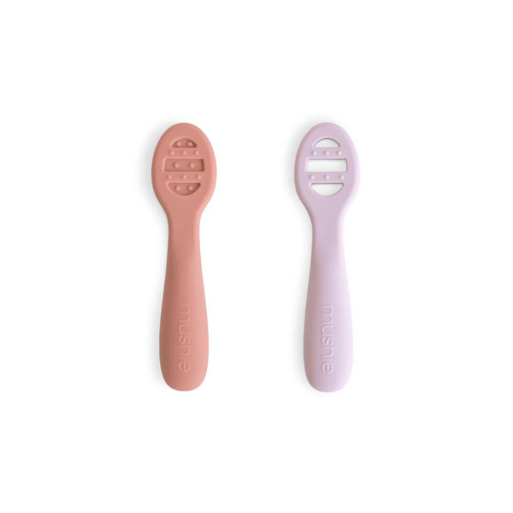 Mushie First Feeding Baby Spoons 2-Pack - Rose/Lilac