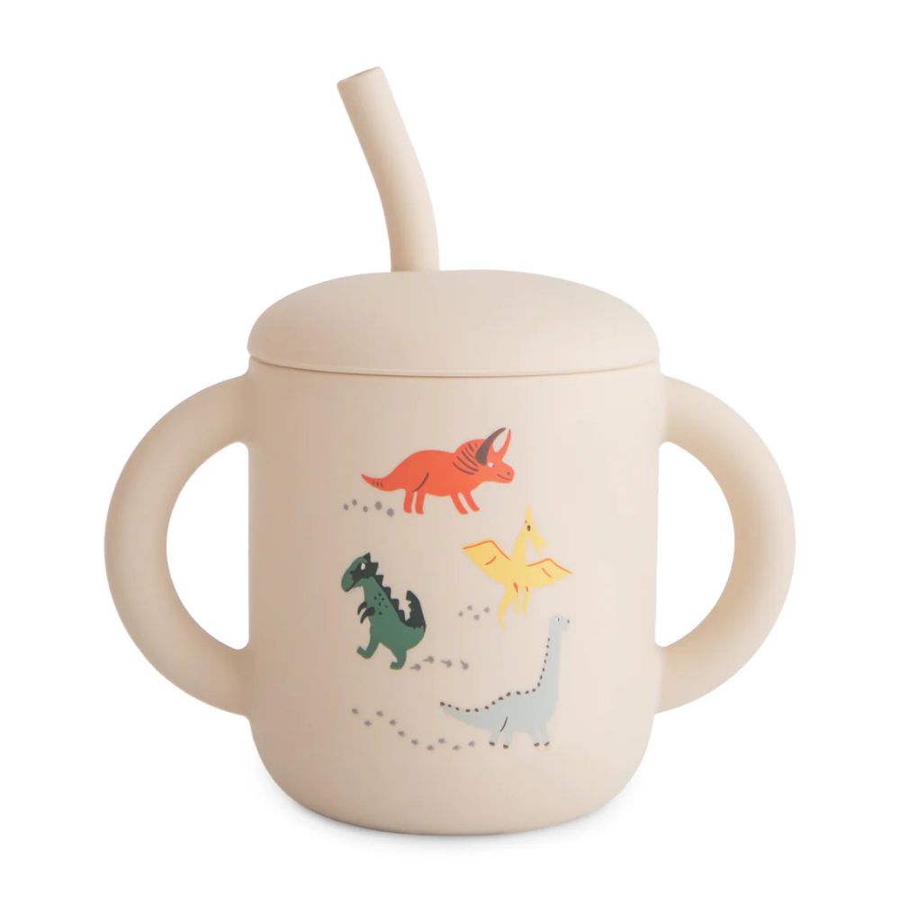 Mushie Silicone Training Cup and Straw  - Dinosaurs
