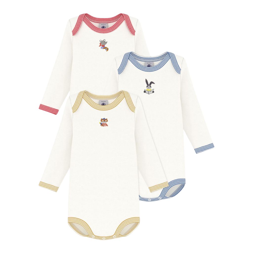 Petit Bateau LS Bodies 3pcs Multi Animals
