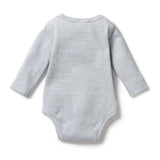 Wilson & Frenchy Organic Stripe Rib Long Sleeved Bodysuit Rain Drop