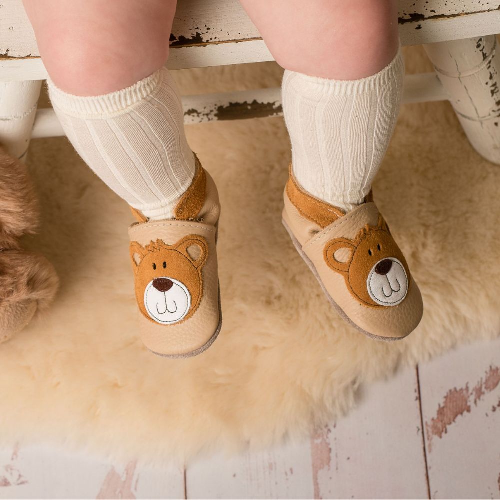 Inch Blue  Leather Baby Shoes Teddy