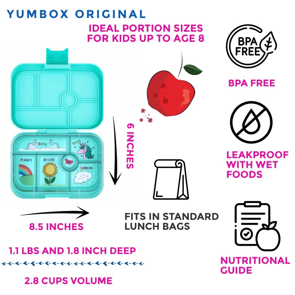 Yumbox Original 6 Compartment tray - Miami Aqua (Unicorn)