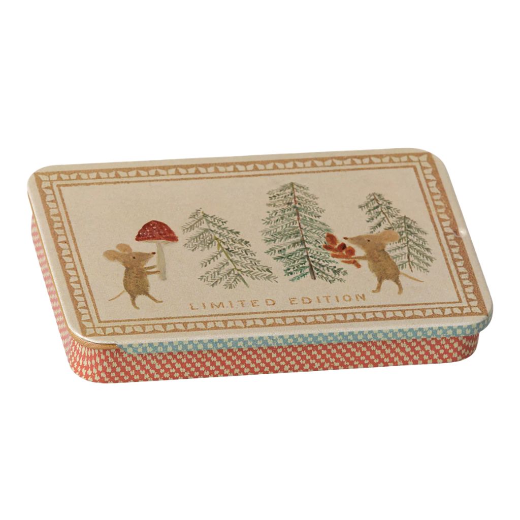 Maileg Metal box w. sliding lid - Christmas Mice