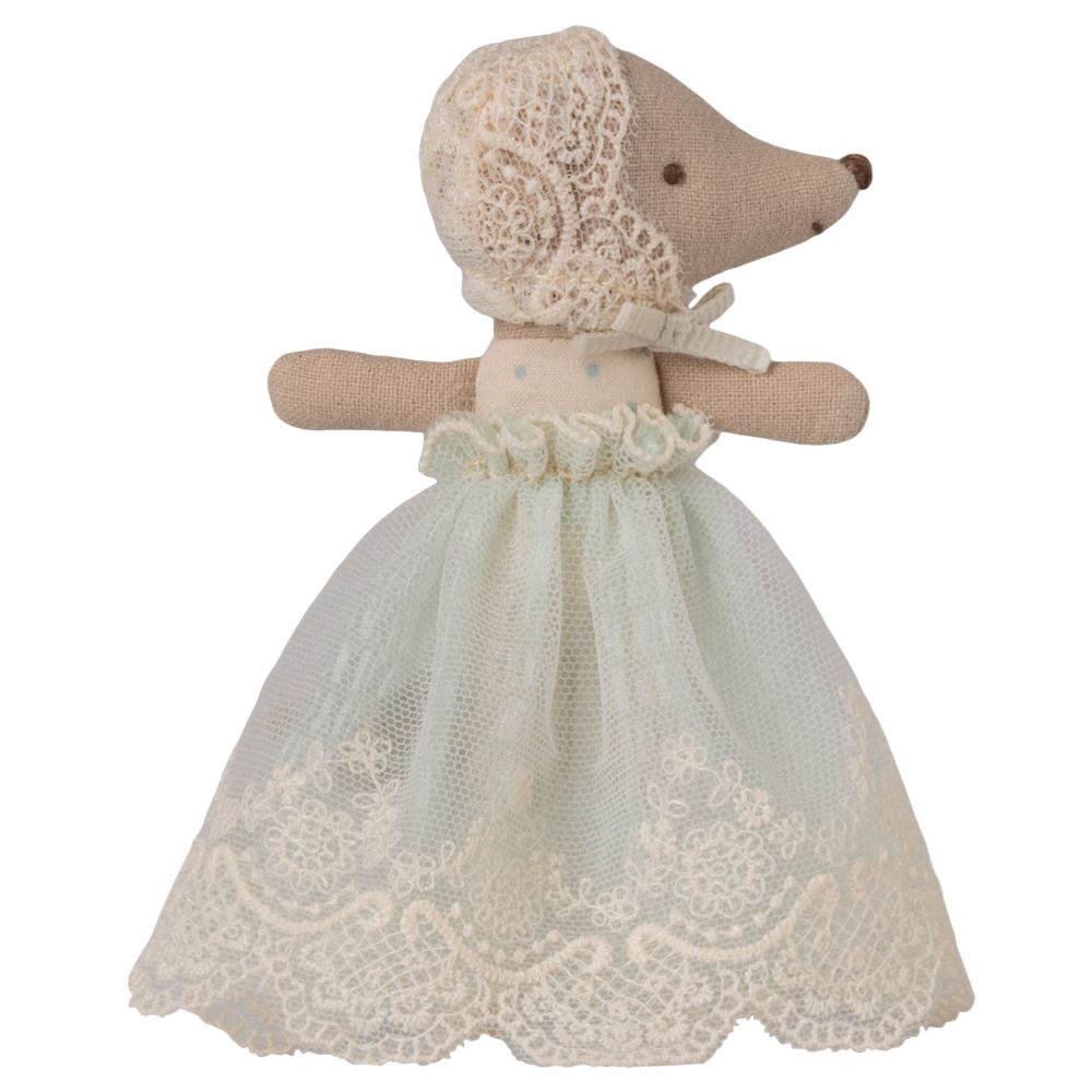 Maileg Baby Mouse in Gown - Mint