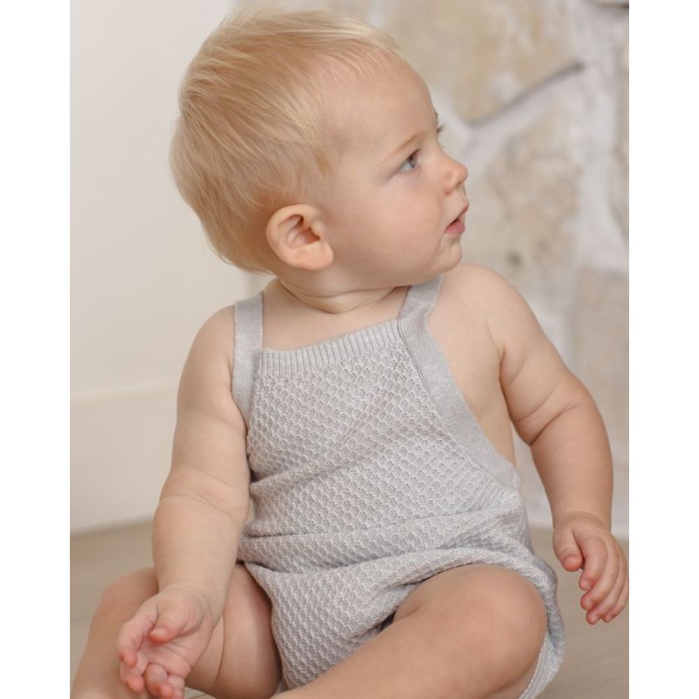 Quincy Mae Caleb Knit Shortall Heathered Sky