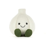 Jellycat Amuseables Garlic, a plump cream garlic-bulb plush in acrylic-cotton with a hard beady eye