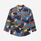 Bobo Choses Paint Forest corduroy shirt in multicolour organic cotton, all over forest print, button front