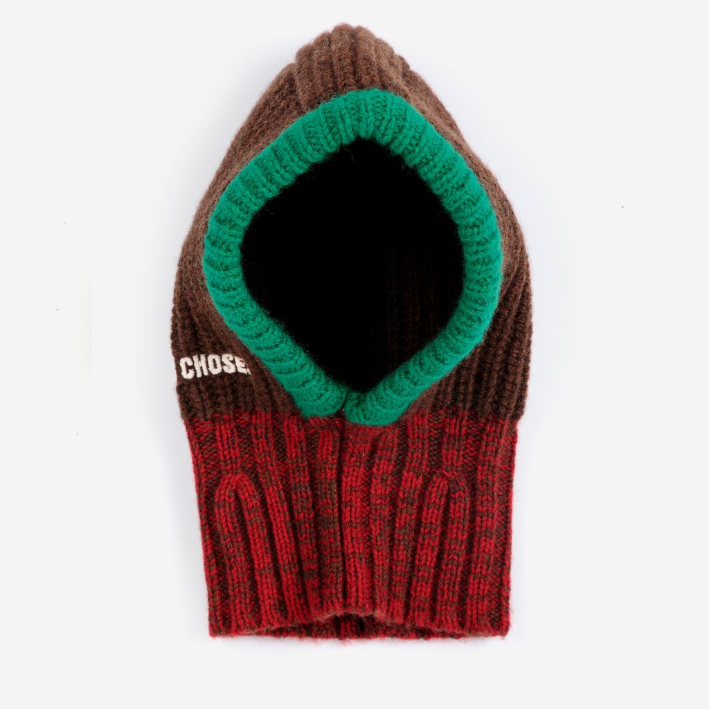 Bobo Choses kids knitted balaclava in multicolour recycled wool, head and neck coverage