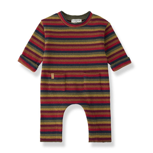 1 + in the Family BRAMPTON multicolour striped baby onesie in soft fleece with all-over stripes