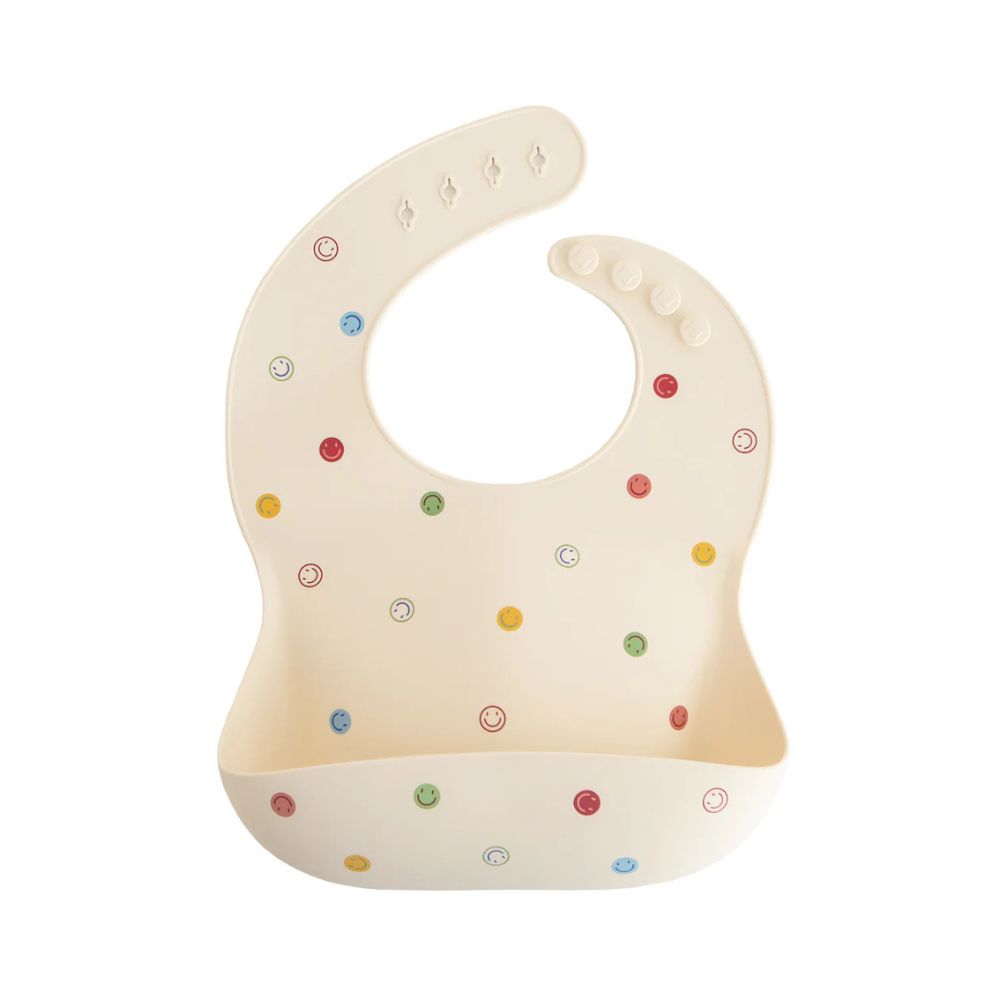 Mushie Silicone Bib- Smiley Face