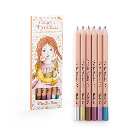 Moulin Roty Les Rosalies - 6 Metallic Colouring Pencils