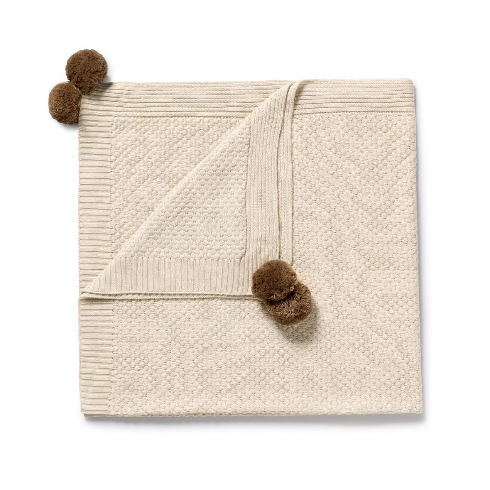 Wilson & Frenchy Cream Organic Knitted Bubble Blanket