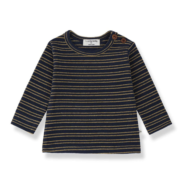 1 + in the Family NORDEGG blue striped baby long sleeve top in rib jersey
