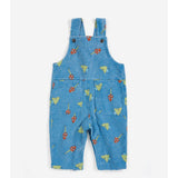 Bobo Choses Baby Mush Monster Duo corduroy overall in blue organic cotton cord, monster print, snaps