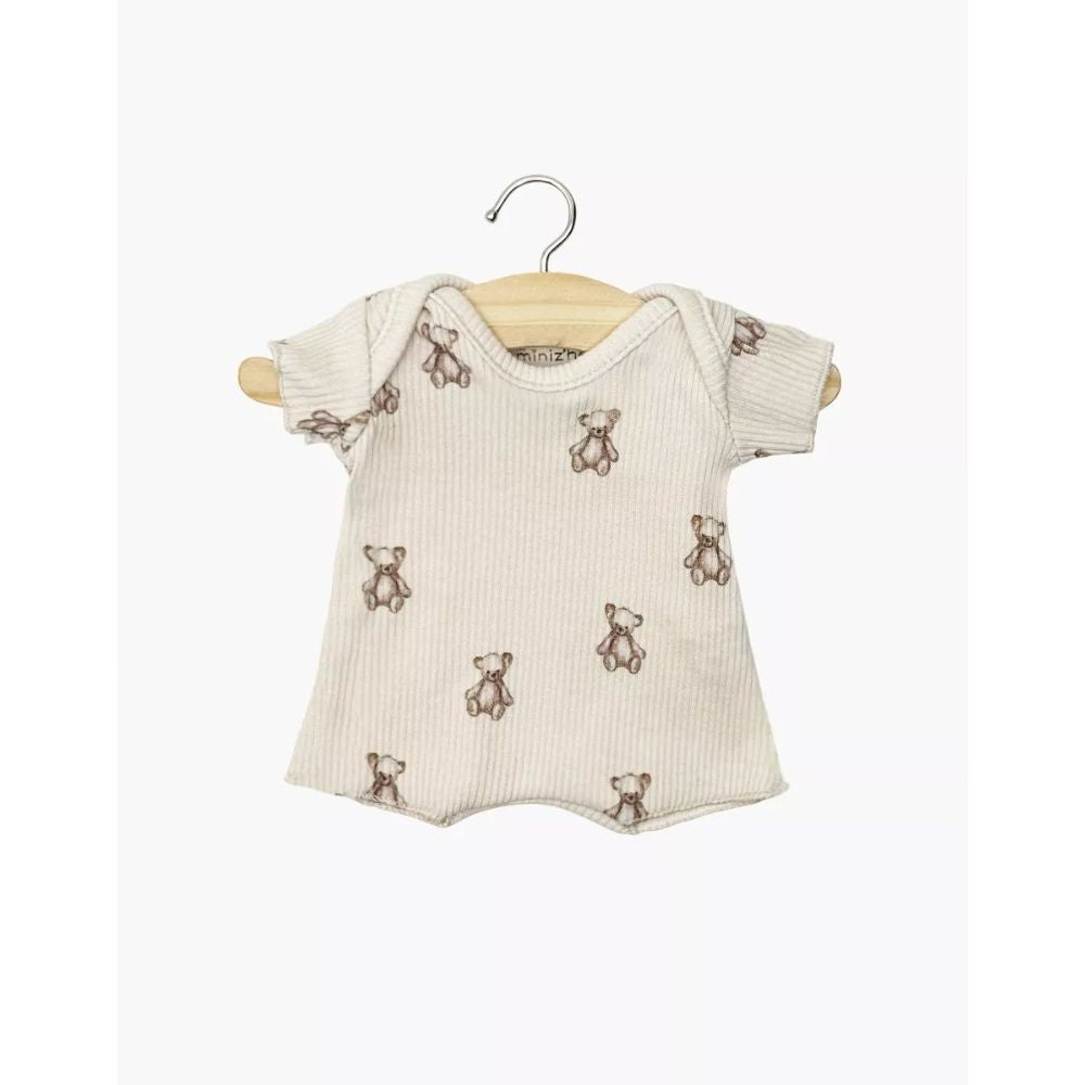 Minikane Babies Collection 28cm - Ribbed knit bodysuit shorty with little bears