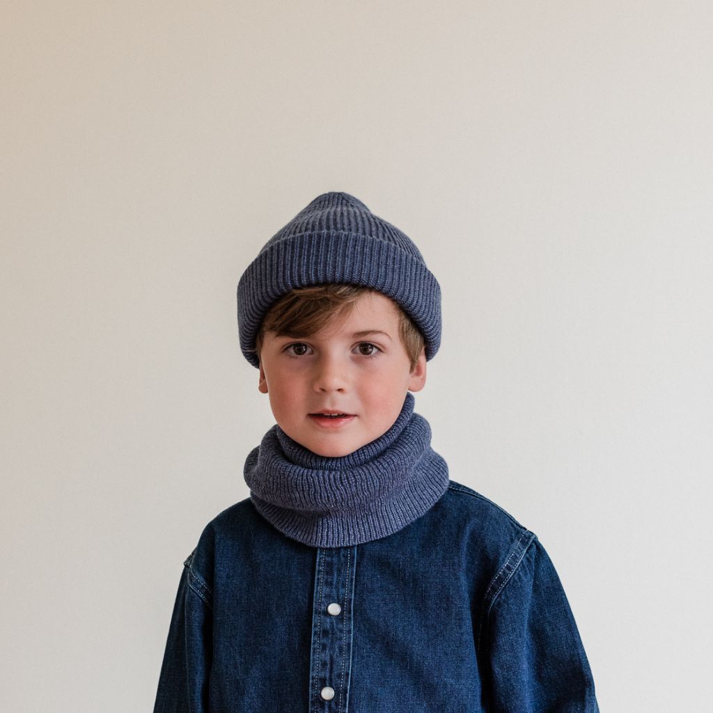 Hvid Fonzie Beanie Kids Denim