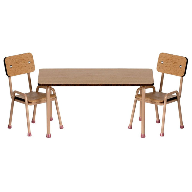 Maileg Table and chair set, Mouse - Dark powder