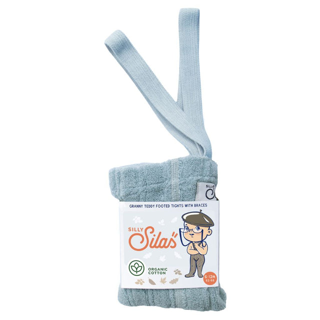 Silly Silas Granny Teddy Footed Cotton Tights Misty Blue