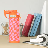Thermos 16oz Stainless Steel Vaccum Insulated Hydration Bottle - Wavy Checkers Orange