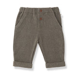 1 + in the Family PORTOFINO taupe baby pants in soft plain fleece with cuffed hems and pockets