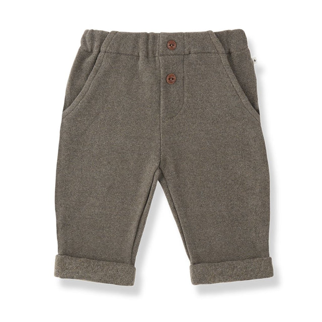 1 + in the Family PORTOFINO taupe baby pants in soft plain fleece with cuffed hems and pockets