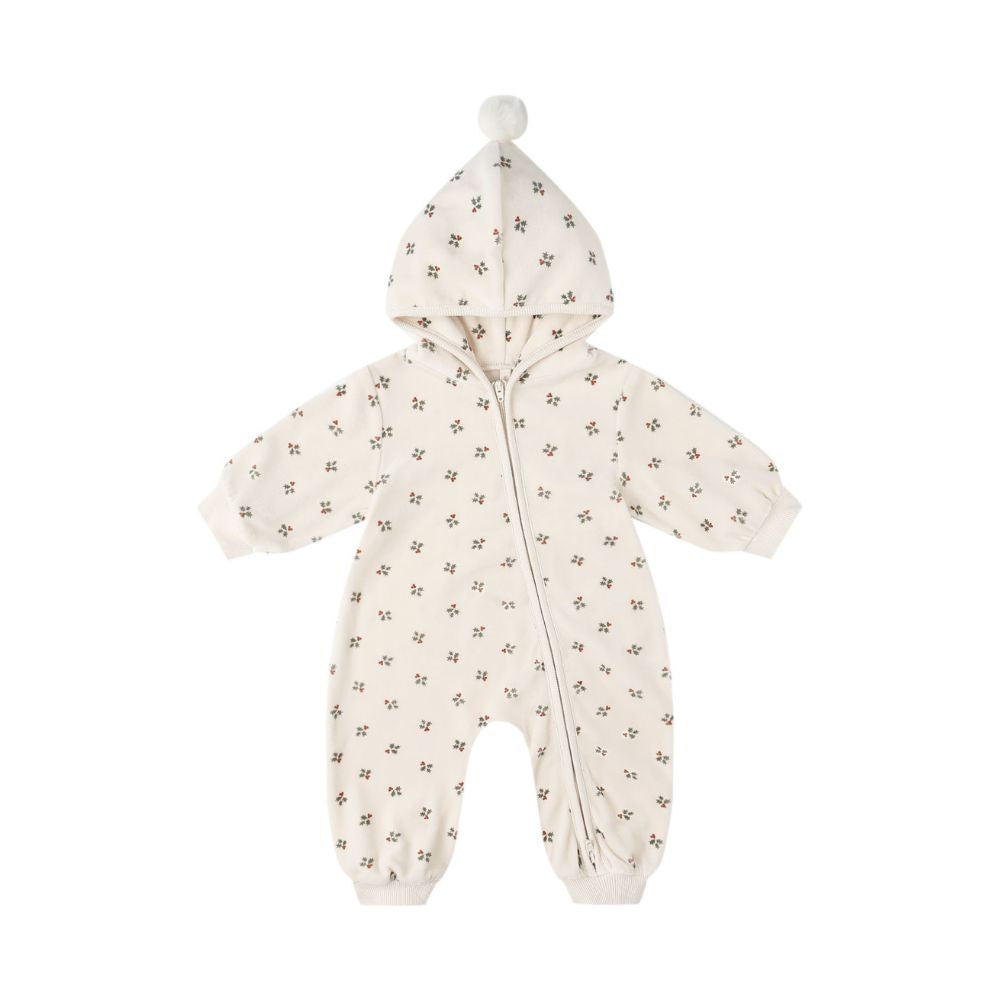 Quincy Mae Velour Zip Jumpsuit Holly Berry