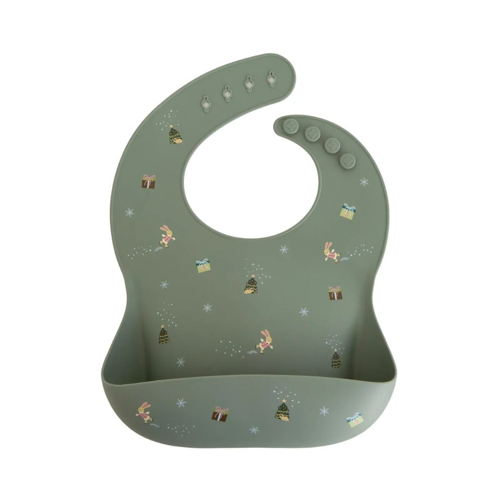 Mushie Silicone Baby Bib - Christmas Bunny