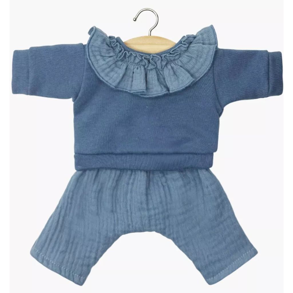 Minikane Clothing for Gordis Dolls 34cm- Marion set with fleece top with collar and blue denim pants