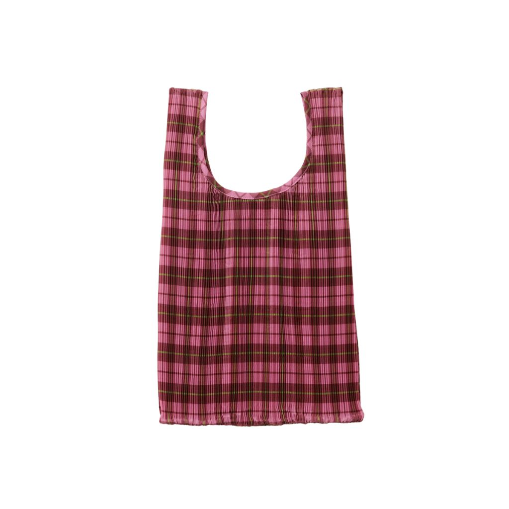 Baggu Pleated Baggu - Azalea Pink Tartan