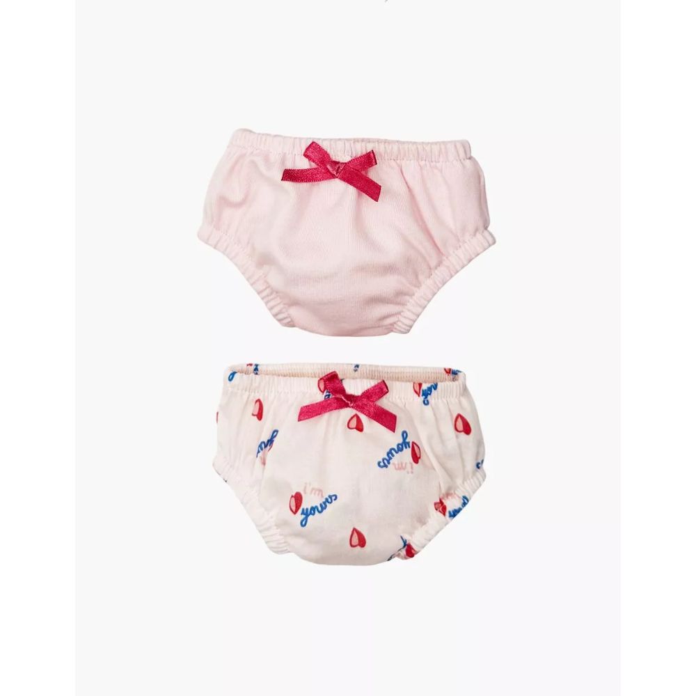 Minikane Clothing for 34cm Dolls - Set of 2 Charlotte cotton panties, I'm yours / pale pink