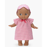 Minikane Mini Panchas Doll 27cm Maia at Home - Pink Checkered Nightgown