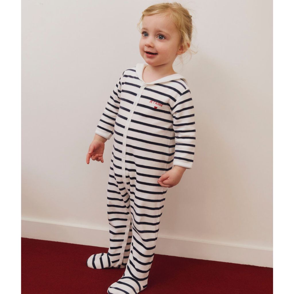 Petit Bateau Sleeper with collar Marine