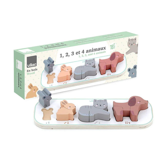 Vilac 1, 2, 3 and 4 Animals Early Learning Puzzle by Sarah Betz
