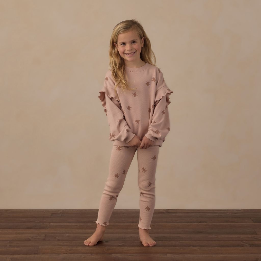 Rylee + Cru Ruffle Sweatshirt Clay Stars