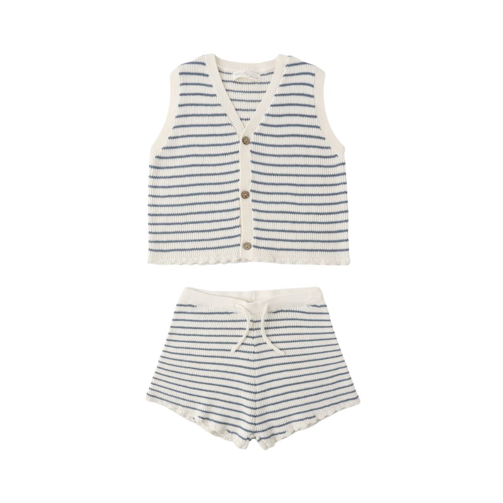 Rylee + Cru Knit Vest Set Marine Stripe