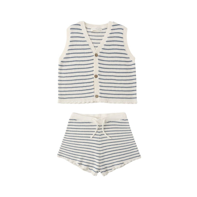 Rylee + Cru Knit Vest Set Marine Stripe