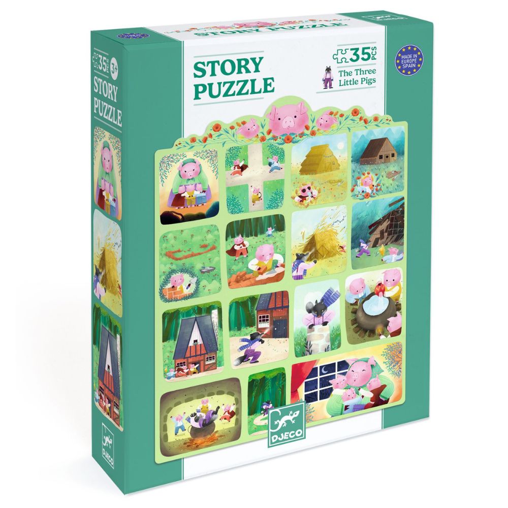 Djeco Story Puzzle- The Three Little Pigs, 35pcs
