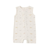Quincy Mae Ribbed Henley Romper Dinos