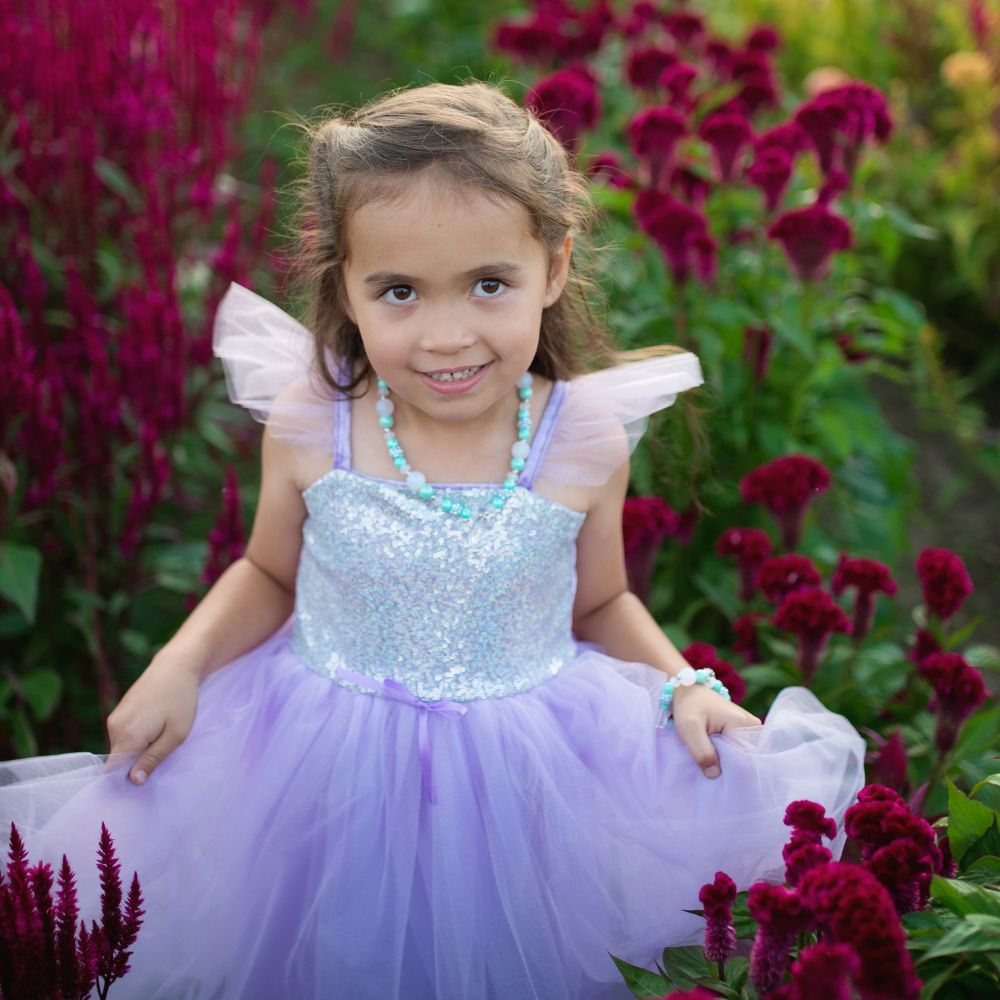 Sequins Princess Dress, Lilac 7-8