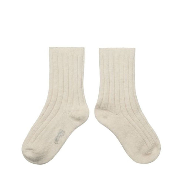 Collegien Wool/Cashmere Ribbed Crew Socks Doux Agneaux