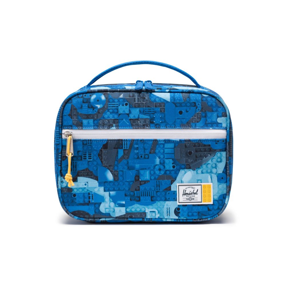 LEGO Pop Quiz Lunch Box Little Herschel Abstract Bricks Blue