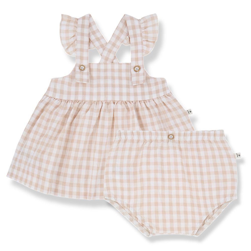 1 + in the Family Newborn RHODES Seersucker Dress with Bloomer