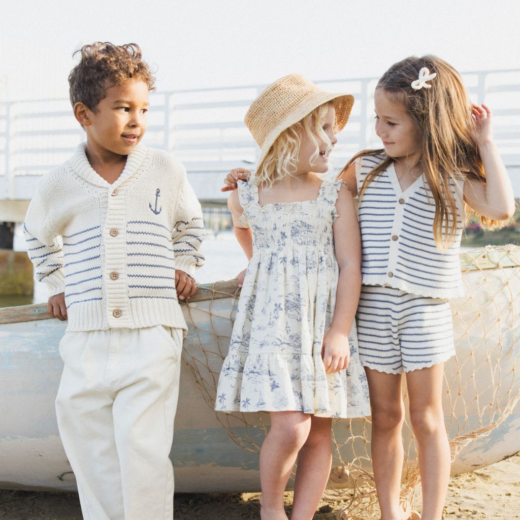 Rylee + Cru Sutton Dress Ocean Toile