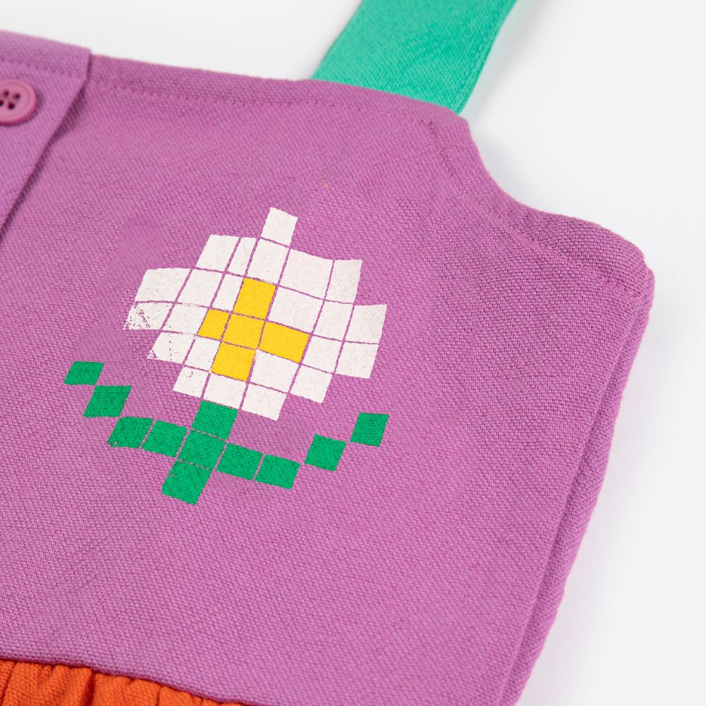 Bobo Choses Kids Pixel Daisy Color Block Woven Dress
