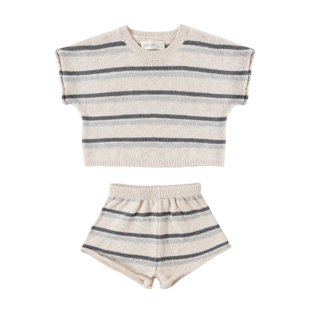 Quincy Mae Relaxed Summer Knit Set Ocean Stripe