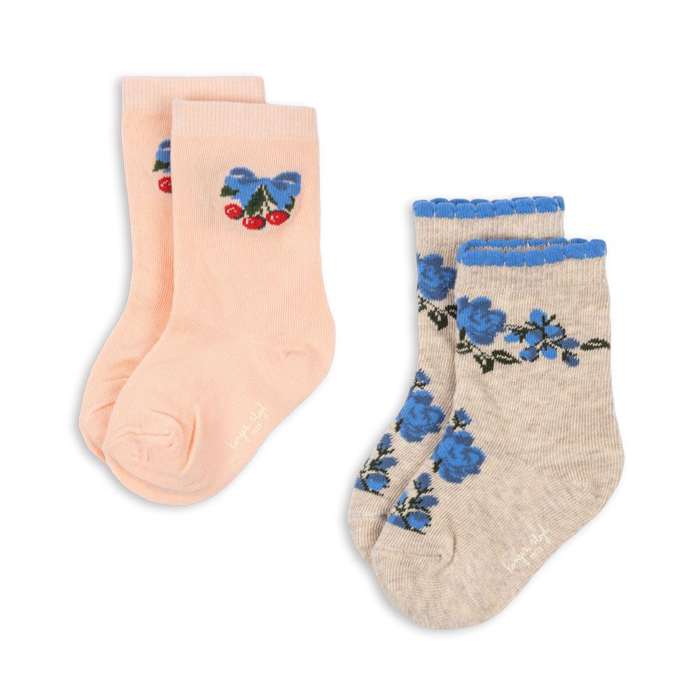 Konges Sløjd 2 Pack Flower and Cherry Jaquard Socks