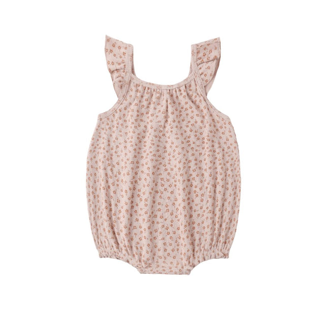 Quincy Mae Ribbed Ruffle Romper Posy